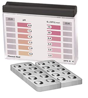 Wassertester Rapid Methode Aktivsauerstoff pH, mit 100 Messtabletten, 50 x Phenol Red und 50 x DPD4, Anzeige von 12 verschieden Messwerten