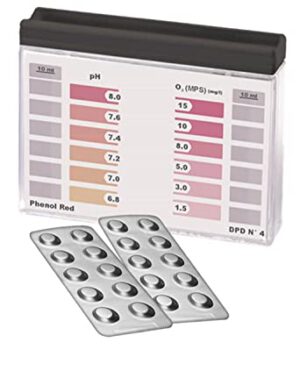 Wassertester Rapid Methode Aktivsauerstoff pH, mit 20 Messtabletten, 10 x Phenol Red und 10 x DPD4, Anzeige von 12 verschieden Messwerten