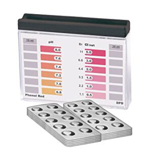 Wassertester Rapid Methode, Chlor pH, mit 100 Testtabletten, 50 x Phenol Red und 50 DPD1, Anzeige von 12 verschiedenen Messwerten