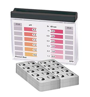 Wassertester Rapid Methode, Chlor pH, mit 200 Testtabletten, 100 x Phenol Red und 100 DPD1, Anzeige von 12 verschiedenen Messwerten