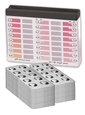 Wassertester Premium Rapid Methode Chlor pH, mit 400 Testtabletten, 200 x Phenol Red und 200 x DPD1, Anzeige von 16 verschieden Messwerten