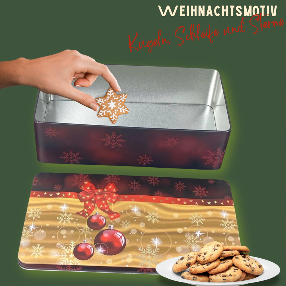 Rote Weihnachtskugeln groß - wunderschöne dunkelrote Stollendose mit Weihnachtskugeln – Bild 2