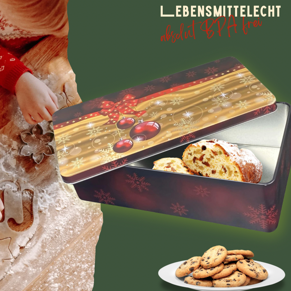 Rote Weihnachtskugeln groß - wunderschöne dunkelrote Stollendose mit Weihnachtskugeln – Bild 5