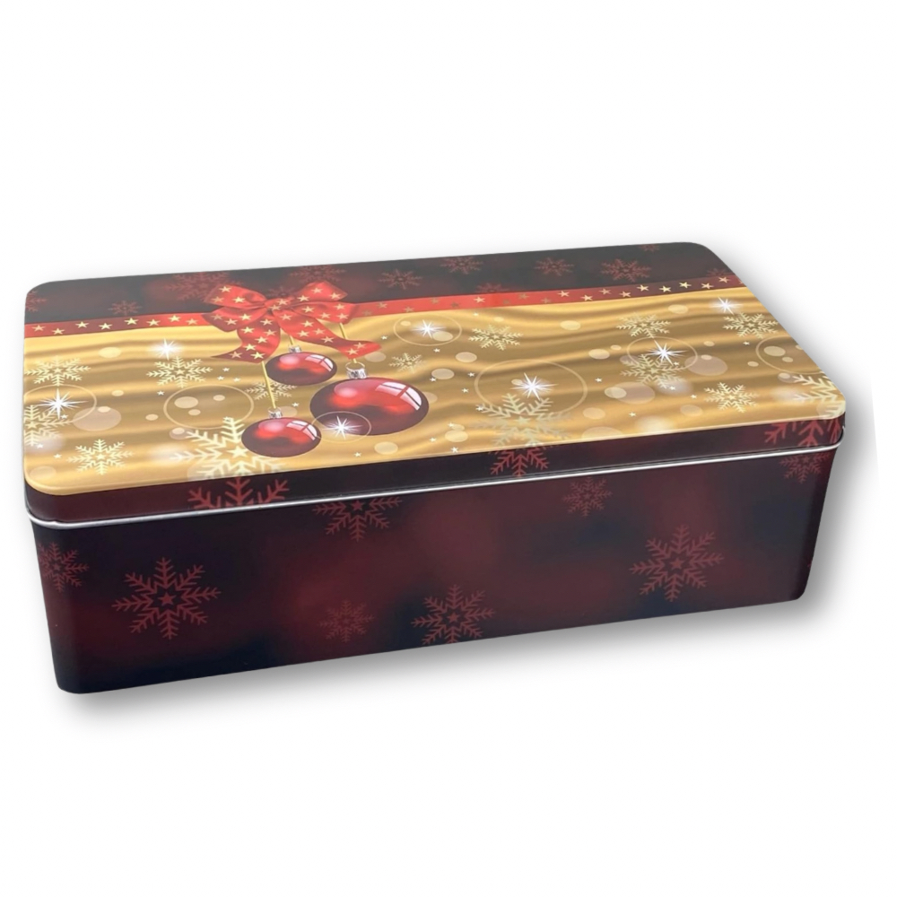 Rote Weihnachtskugeln groß - wunderschöne dunkelrote Stollendose mit Weihnachtskugeln