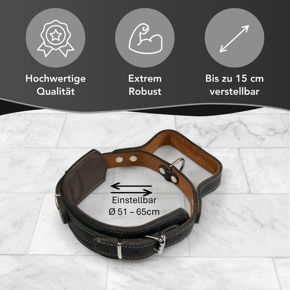 Hundehalsband mit Griff aus Leder – Bild 3
