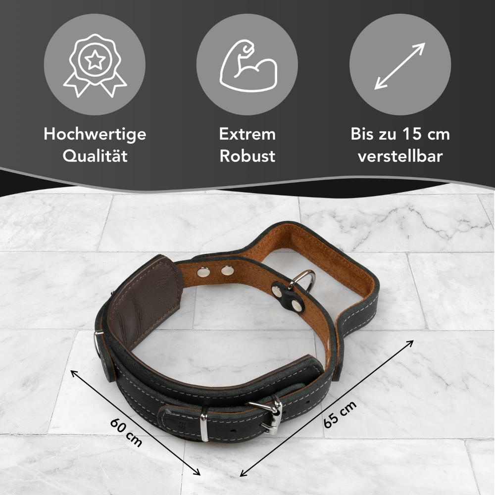 Hundehalsband mit Griff aus Leder – Bild 4