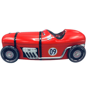 Aufbewahrungsdose: Rennauto Nr. 09 rot mit drehbaren Rädern