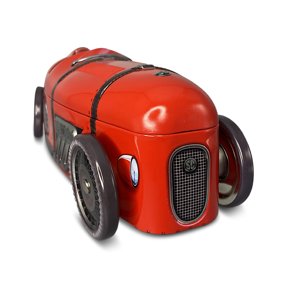 Aufbewahrungsdose: Rennauto Nr. 09 rot mit drehbaren Rädern