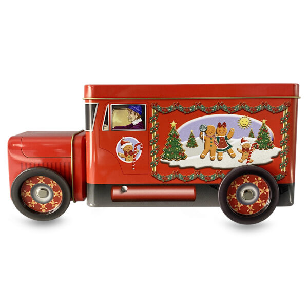 Lebkuchen Truck - Motiv roter Lieferwagen mit Abbildungen von Lebkuchen und Weihnachtsmotiven