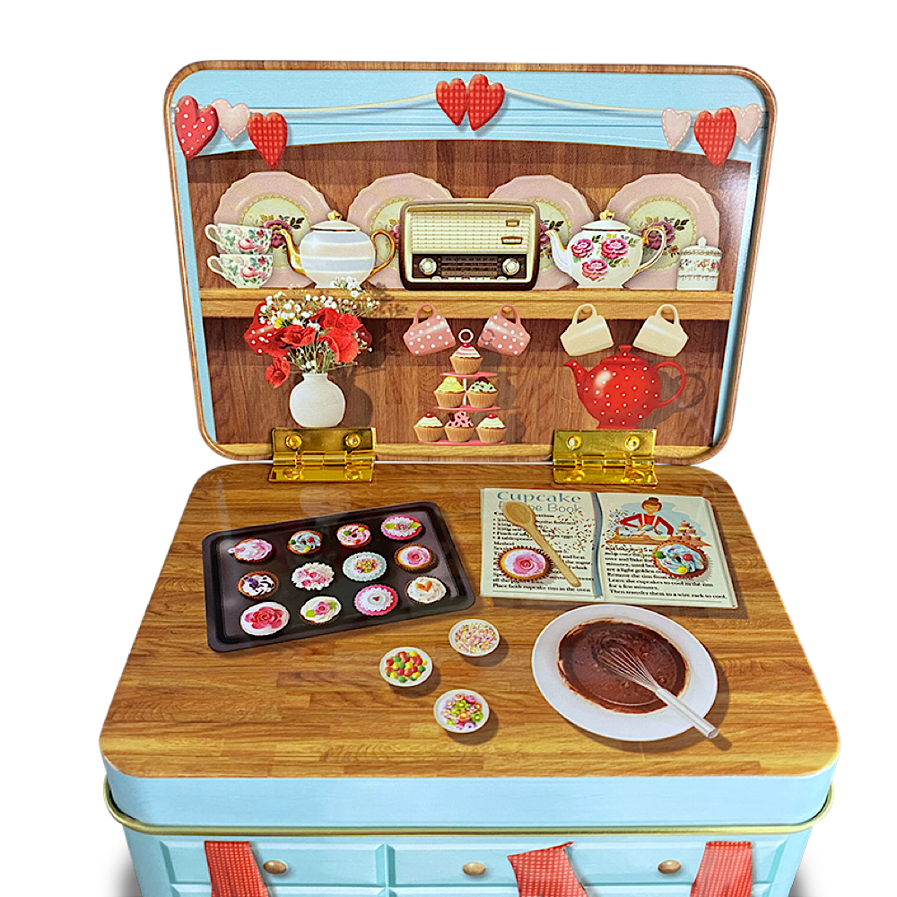 Buffet Cup Cake - die aufklappbare Rückwand gibt der Dose eine sehr dekorative und zusätzliche Dimension – Bild 8