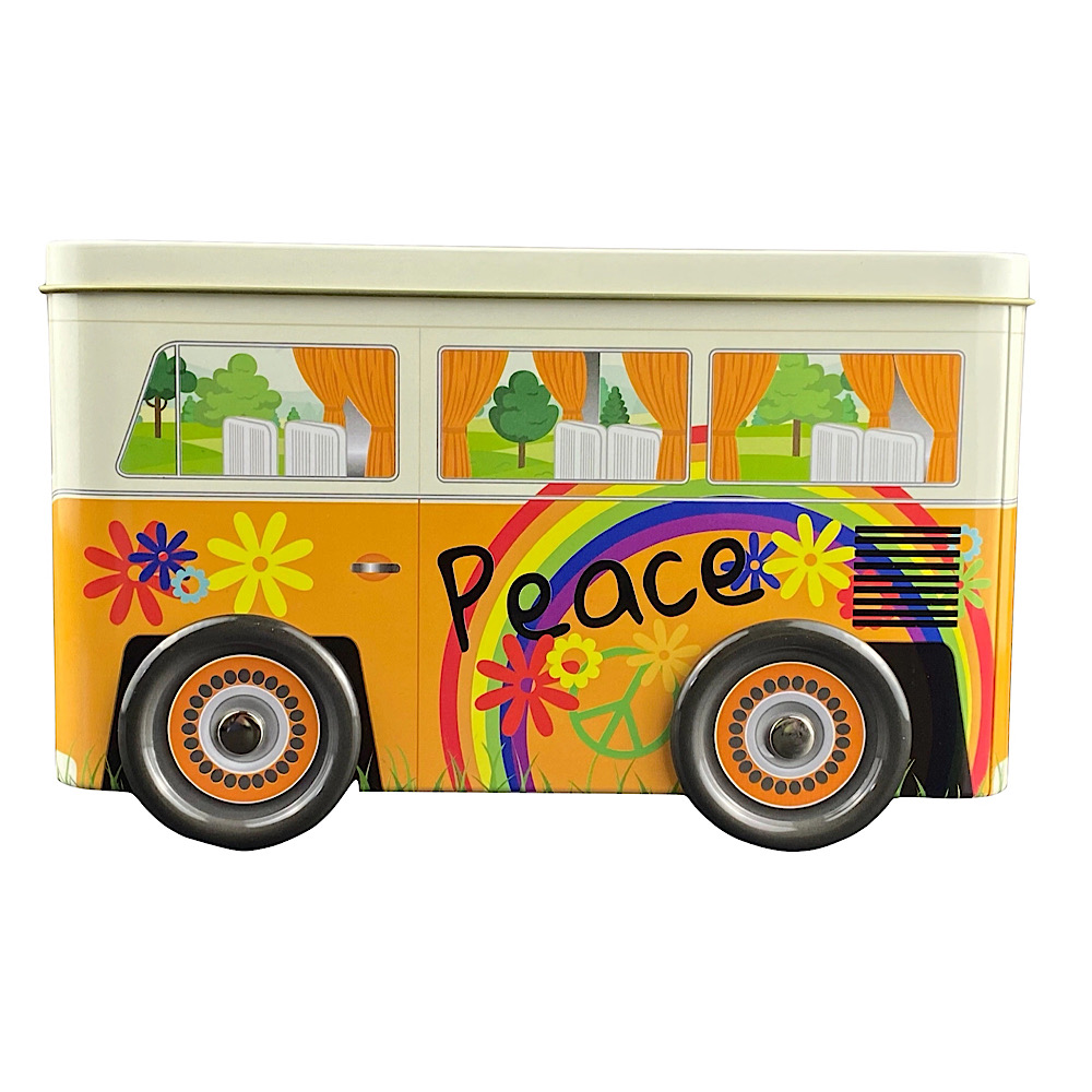 Spardose: Peace Truck mit drehbaren Rädern