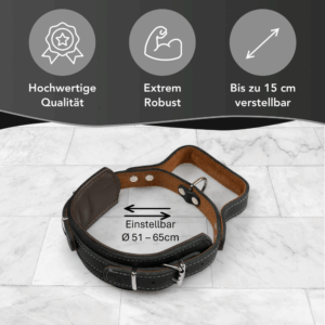 Hundehalsband mit Griff aus Leder - 65cm