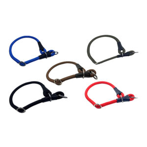 Soft Cord - Hundehalsband mit Zugbegrenzung, innen textilverstärkt und Endkappen aus Leder vielen Farben und verschiedenen Größen