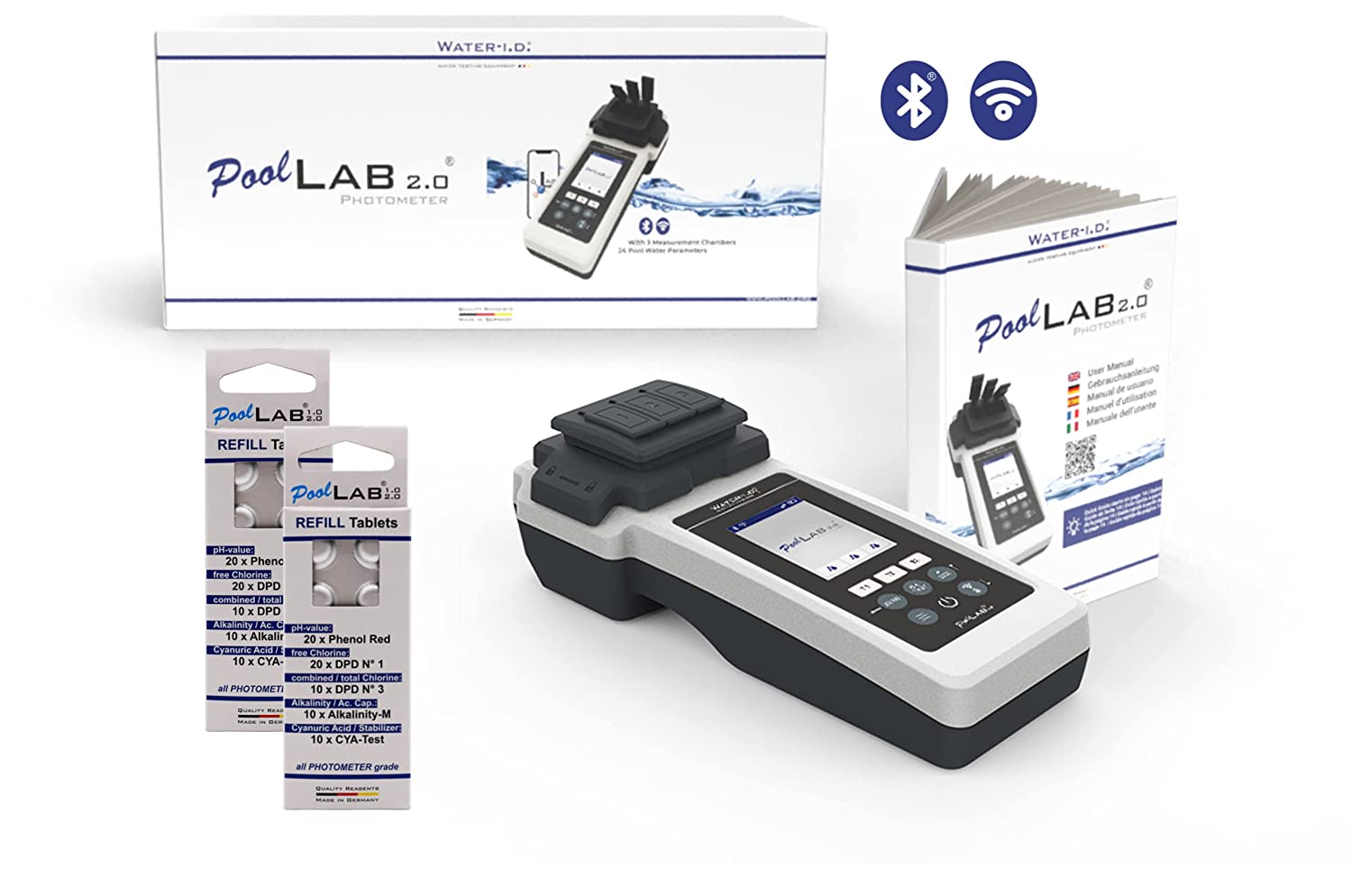 PoolLab 2.0 mit 70 Testtabletten und “EXTRA Refill Pack” Special Edition für MediMuc