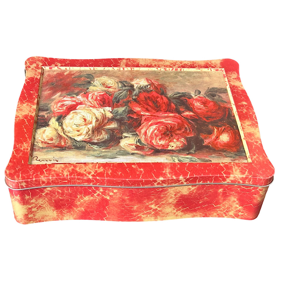 Rosendose – Geschenkdose, Gebäckdose mit Rosengemälde des Malers Renoir