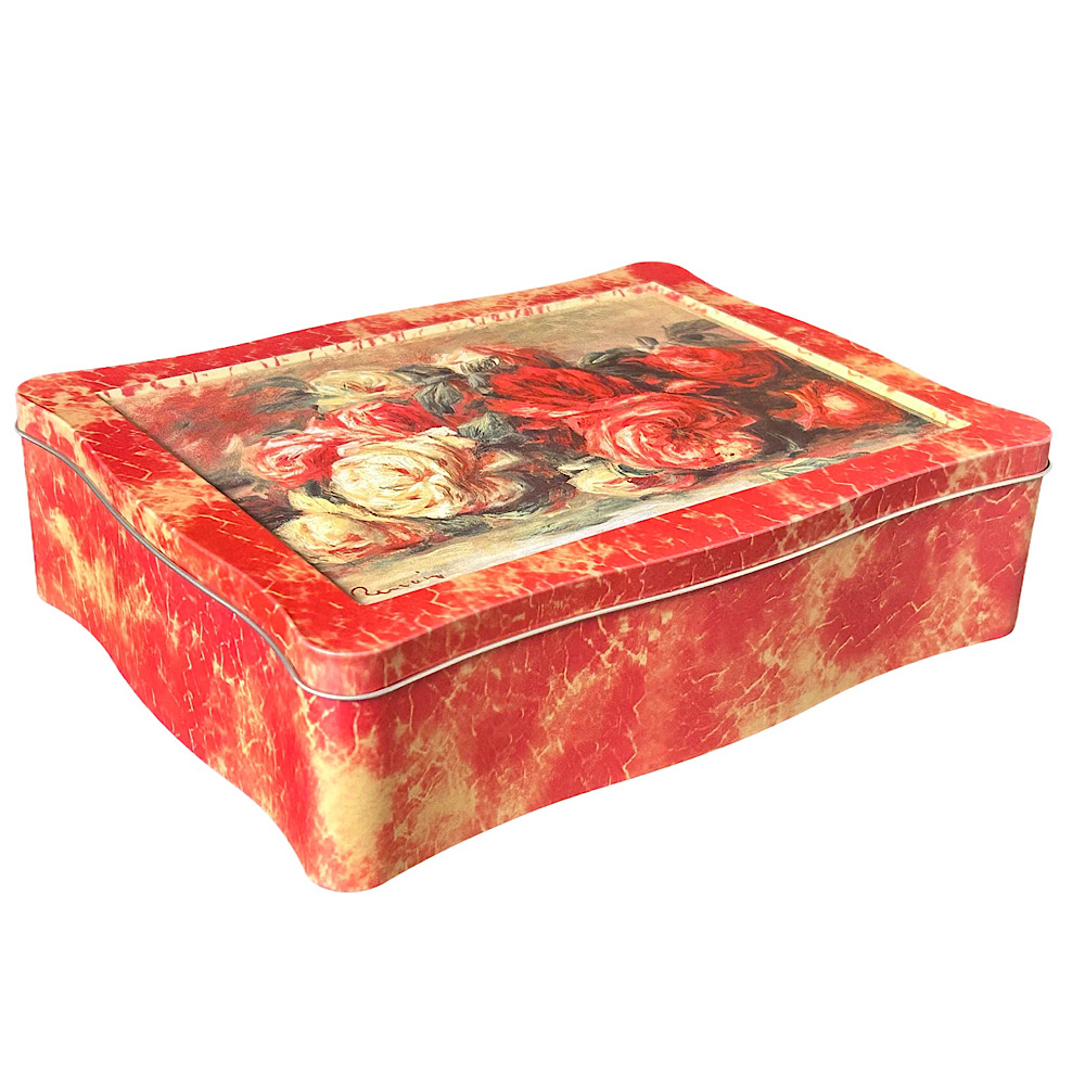 Rosendose - Geschenkdose, Gebäckdose mit Rosengemälde des Malers Renoir