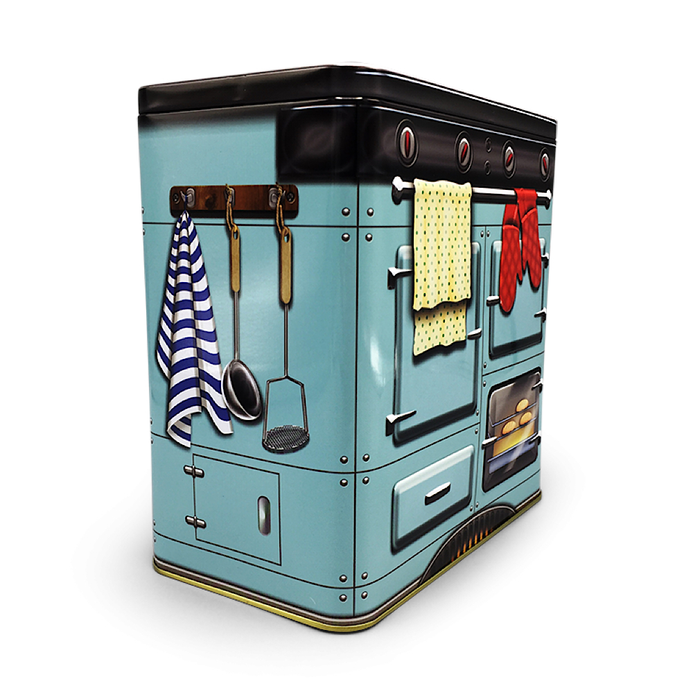 Nostalgischer Backofen beige oder blau - Dose in Form eines nostalgischen Backofens mit vielen Details - Keksdose, Blechdose – Bild 4