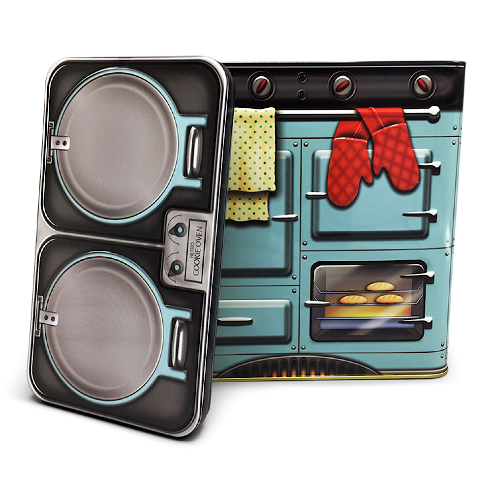 Nostalgischer Backofen beige oder blau – Dose in Form eines nostalgischen Backofens mit vielen Details – Keksdose, Blechdose
