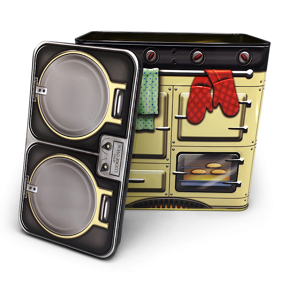 Nostalgischer Backofen beige oder blau - Dose in Form eines nostalgischen Backofens mit vielen Details - Keksdose, Blechdose – Bild 3