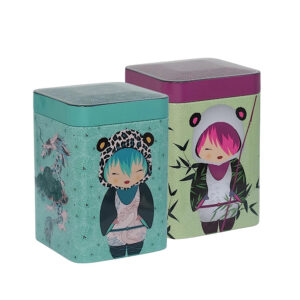 Teedose Anime je 100g - 2er Set - mit japanischen Motiven aufwendig lackiert, Stülpdeckel - Tee- Kaffeedose