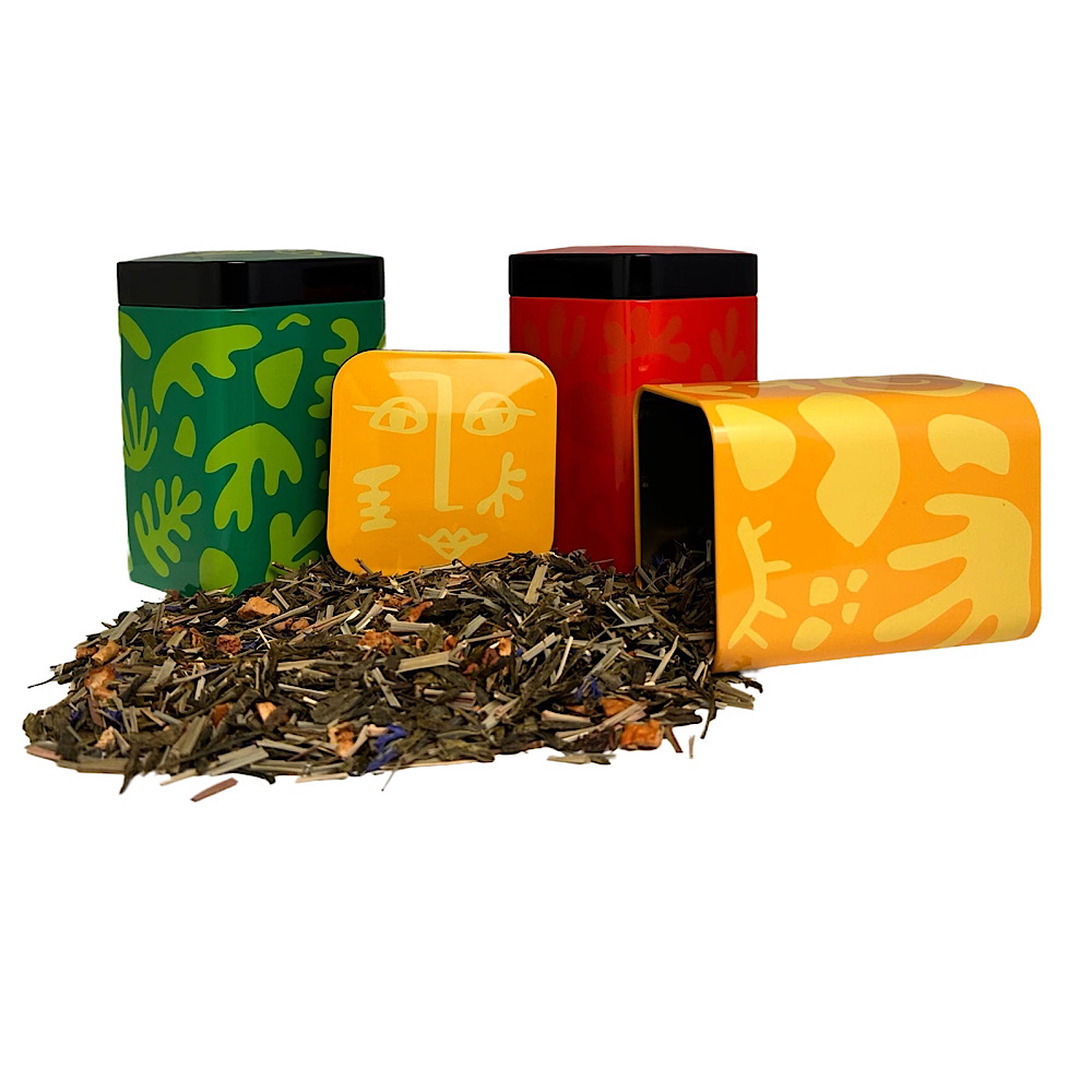 Teedose Opera je 100g - 3er Set - Bunt mit modernen Mustern aufwendig lackiert, festschließender Deckel - Kaffeedose – Bild 3