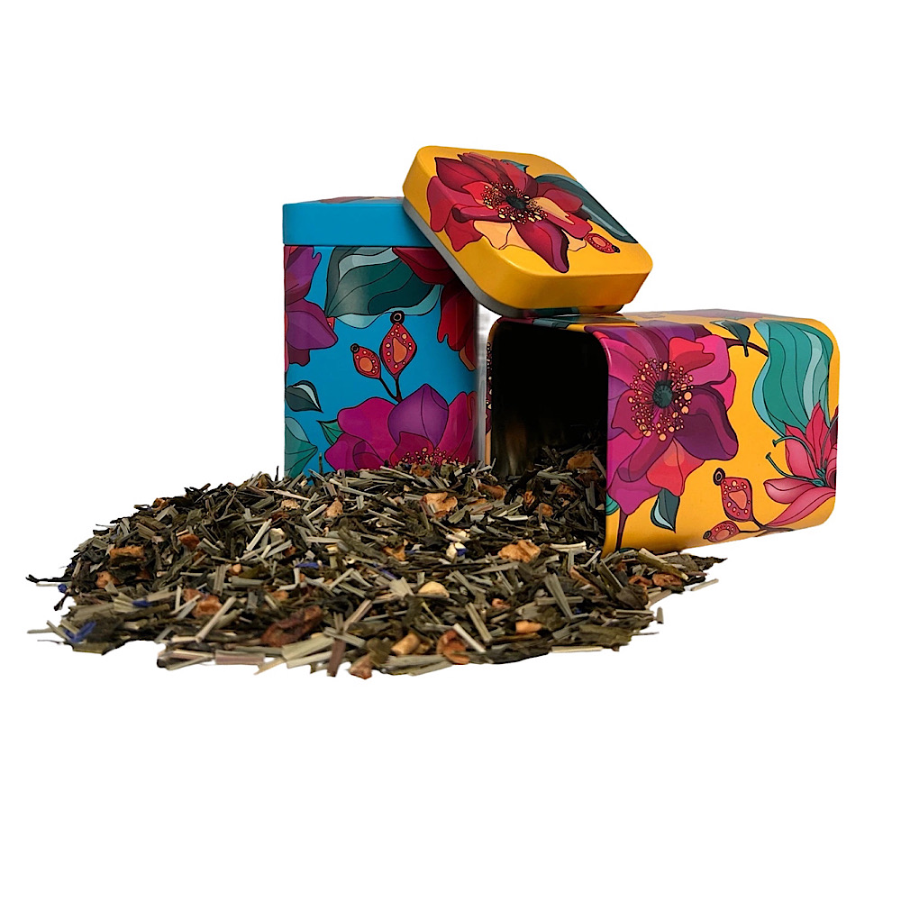 Teedose Poppy je 100g - 2er Set - mit floralen Motiven aufwendig lackiert, Stülpdeckel - Kaffeedose – Bild 4