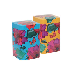 Teedose Poppy je 100g - 2er Set - mit floralen Motiven aufwendig lackiert, Stülpdeckel - Kaffeedose