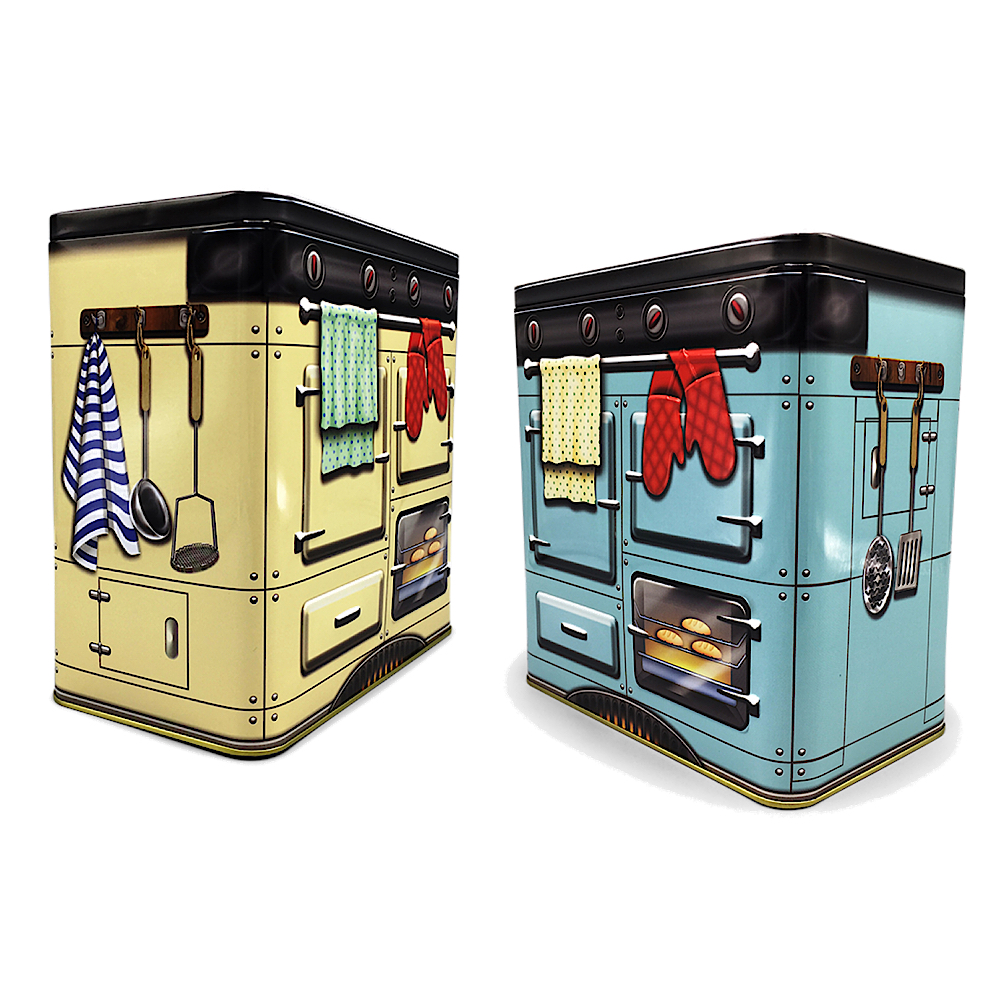 Nostalgischer Backofen beige oder blau - Dose in Form eines nostalgischen Backofens mit vielen Details - Keksdose, Blechdose