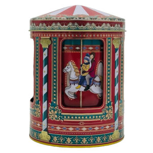 Spieluhrdose - Winter Karussell Spieluhrdose - Gebäckdose, Aufbewahrungsdose, Keksdose, Blechdose - lebensmittelecht - Vol. 0,75l