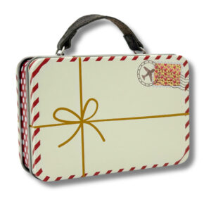 Geschenkdose: Reisekoffer Postillon - Mini Scharnierdeckeldose mit beweglichem Henkel