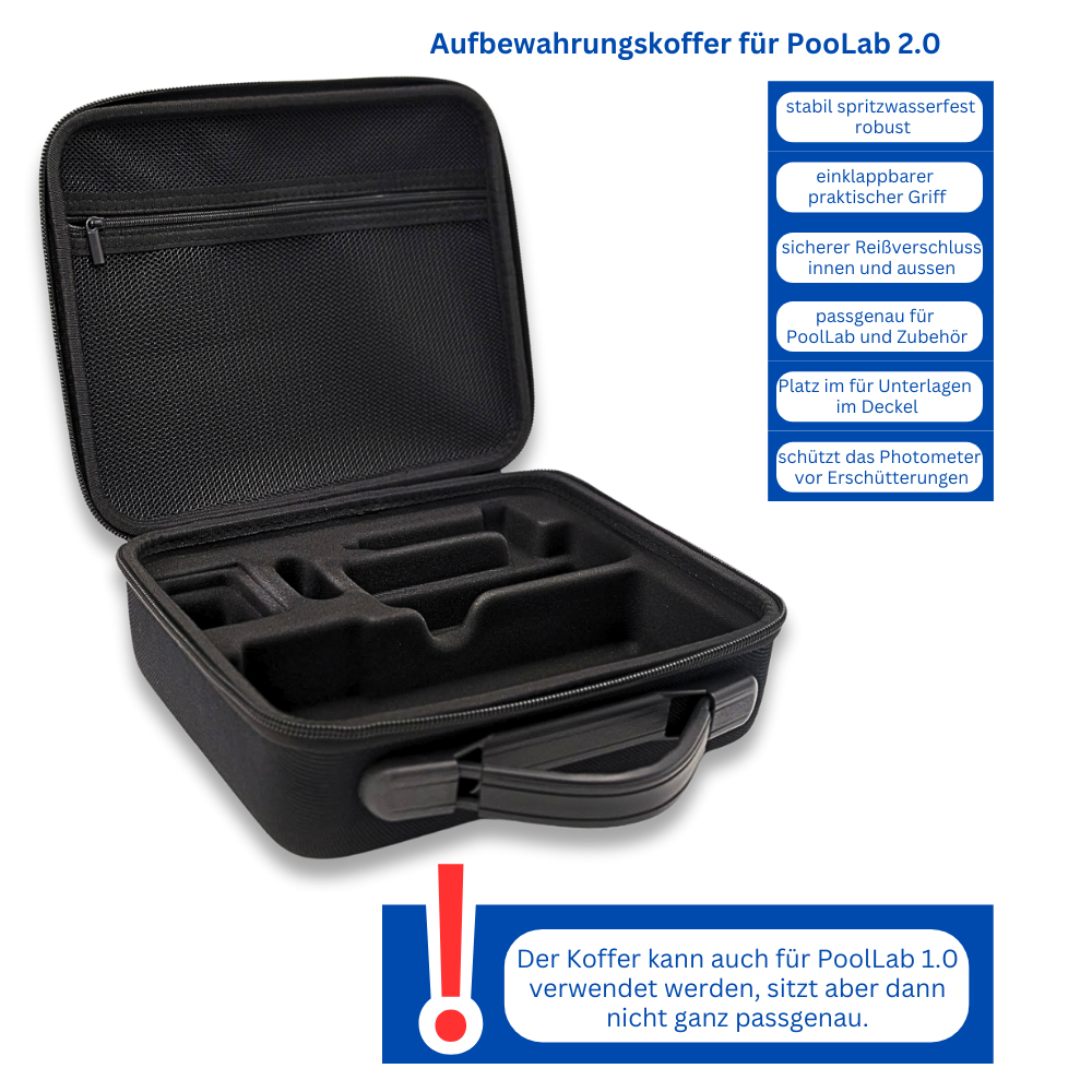 PoolLab 2.0 mit 70 Testtabletten und Aufbewahrungskoffer Special Edition für MediMuc
