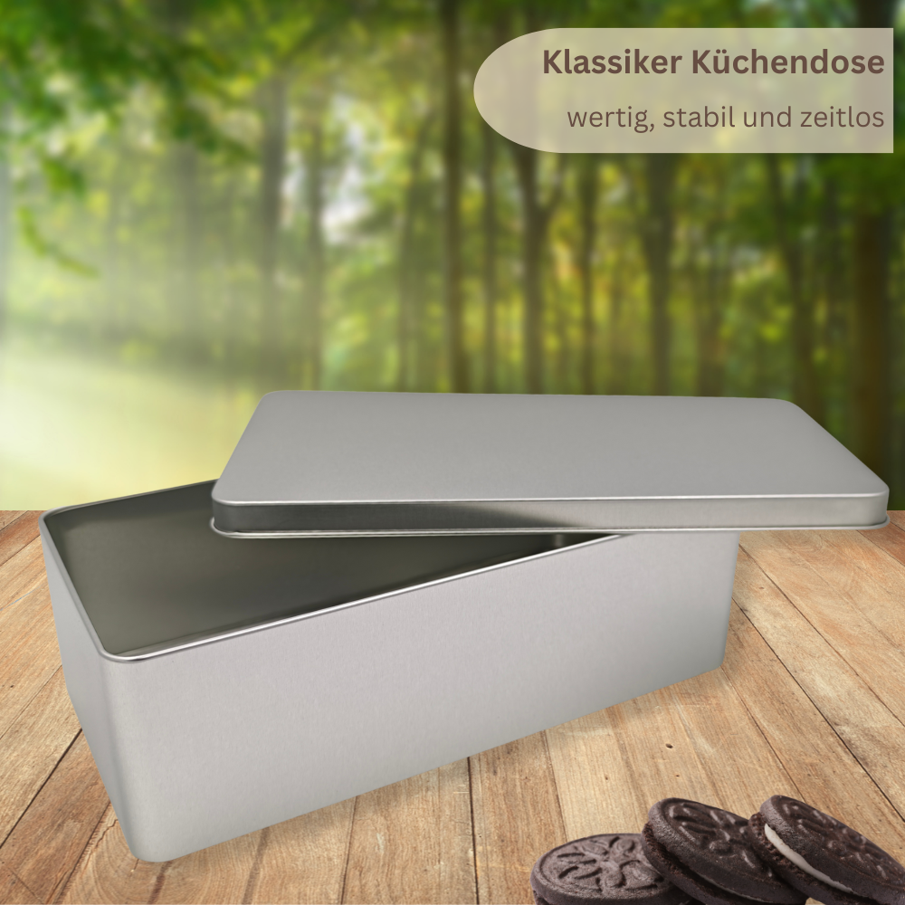 Vorratsdose: Klassiker Blank Flach JUMBO Stülpdeckel Keksdose, Bonbondose, Gewürzdose für kleine Utensilien – Bild 3