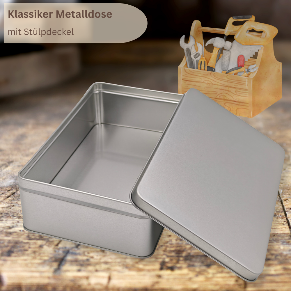 Vorratsdose: Klassiker Blank Flach MAXI Stülpdeckel Keksdose, Bonbondose, Gewürzdose für kleine Utensilien – Bild 3