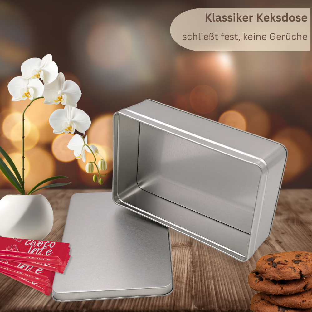 Vorratsdose: Klassiker Blank Flach MAXI Stülpdeckel Keksdose, Bonbondose, Gewürzdose für kleine Utensilien – Bild 4