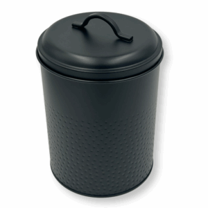Vorratsdose: Keksdose, Lebensmitteldose Yuma strukturierte Oberfläche, schwarz pulverbeschichtet, rund