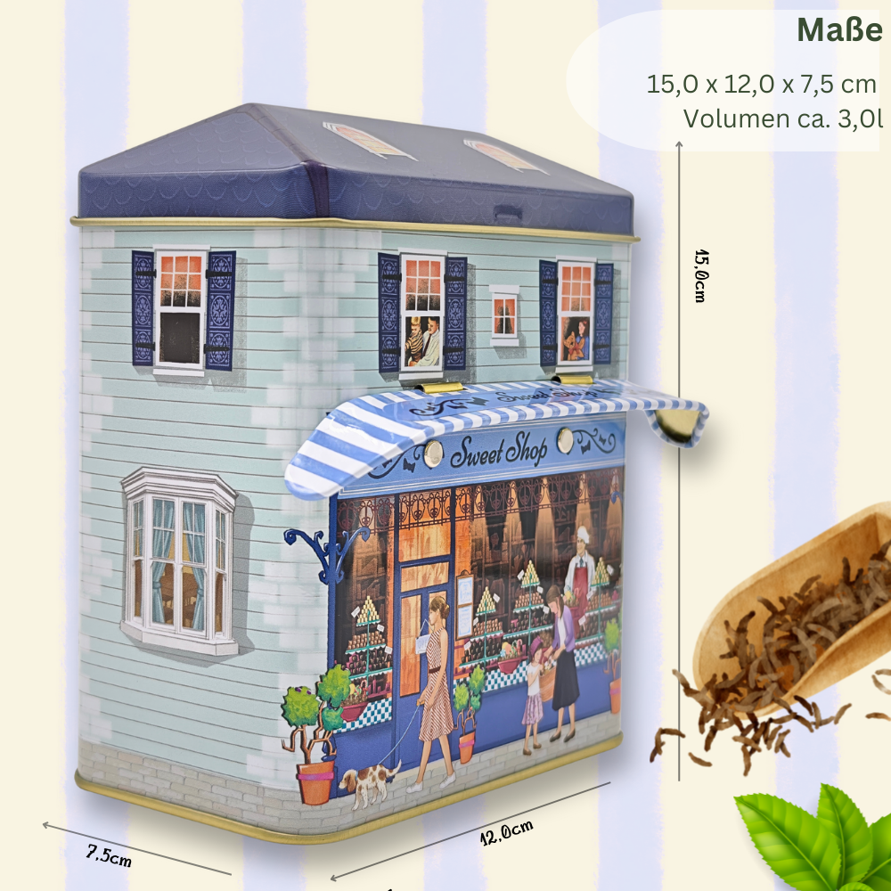 Geschenkdose: Kleines Haus Sweet Shop mit Vordach