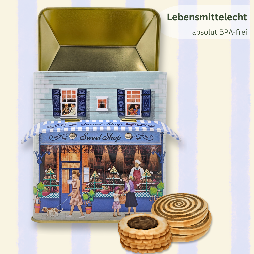 Geschenkdose: Kleines Haus Sweet Shop mit Vordach – Bild 6