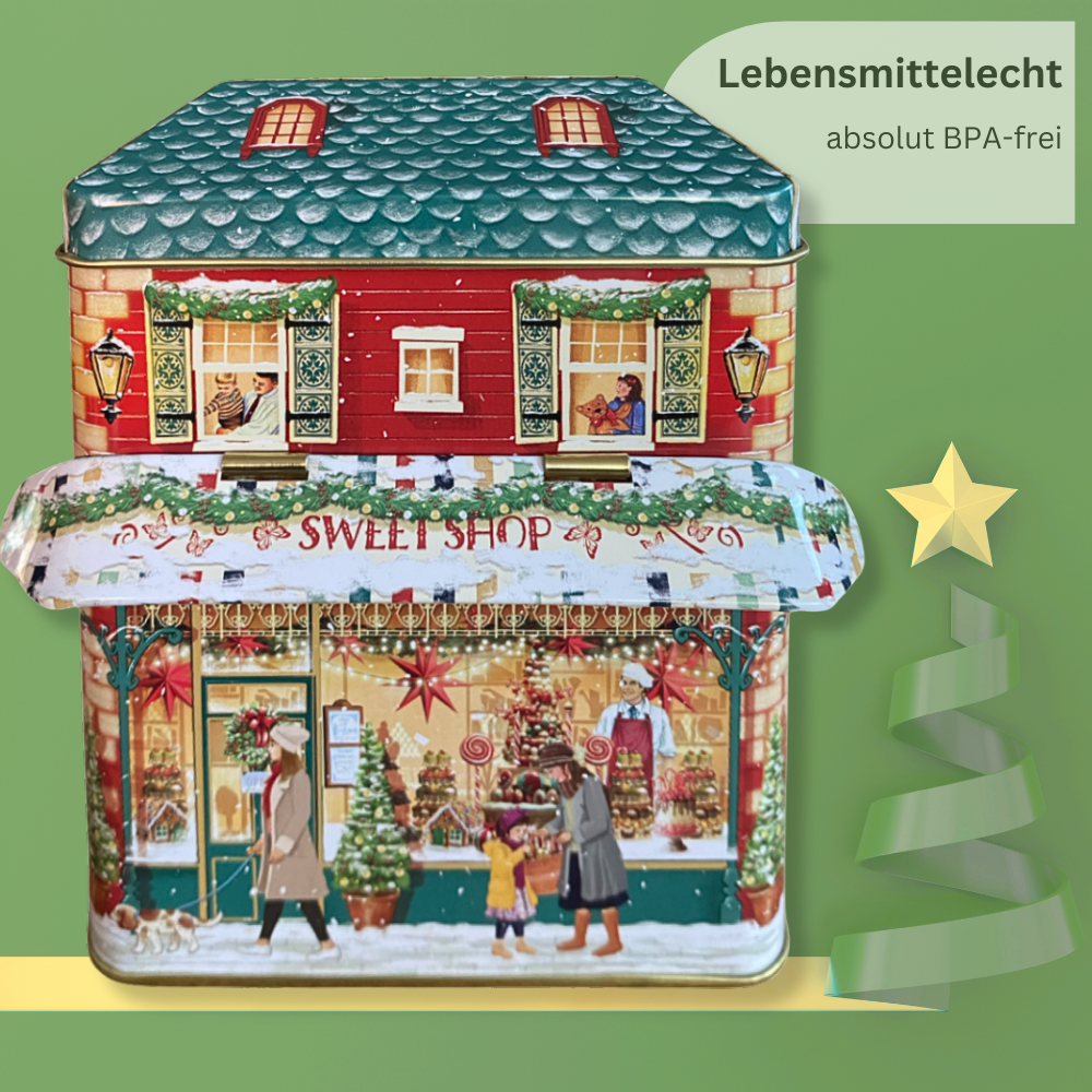 Gebäckdose: Kleines Haus Winter Sweet mit Vordach – Bild 5