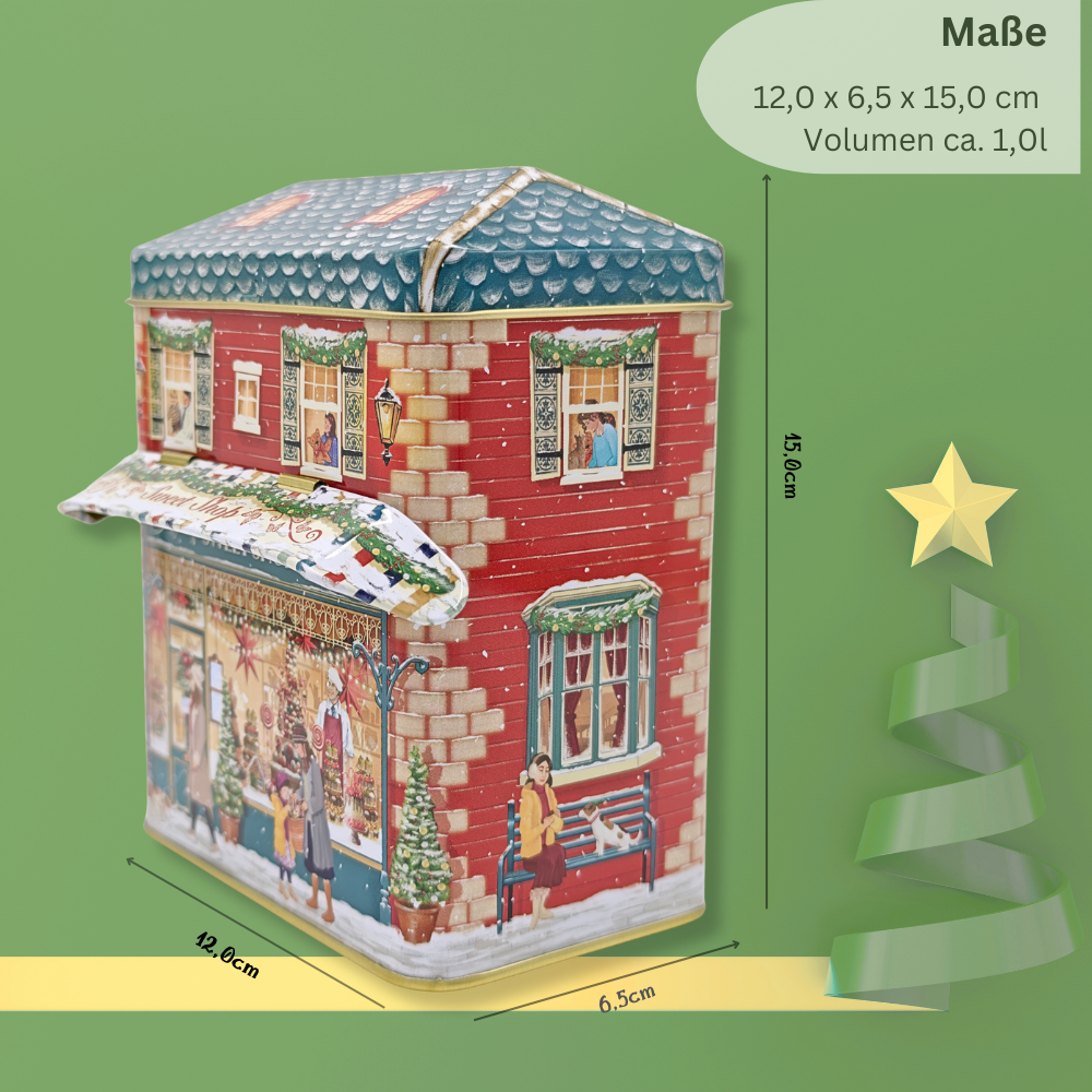 Gebäckdose: Kleines Haus Winter Sweet mit Vordach – Bild 2