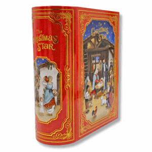Große Buch Dose Weihnachtsstern - Aufbewahrungsdose, Weihnachtsdose - aufwändig geprägt und bedruckt