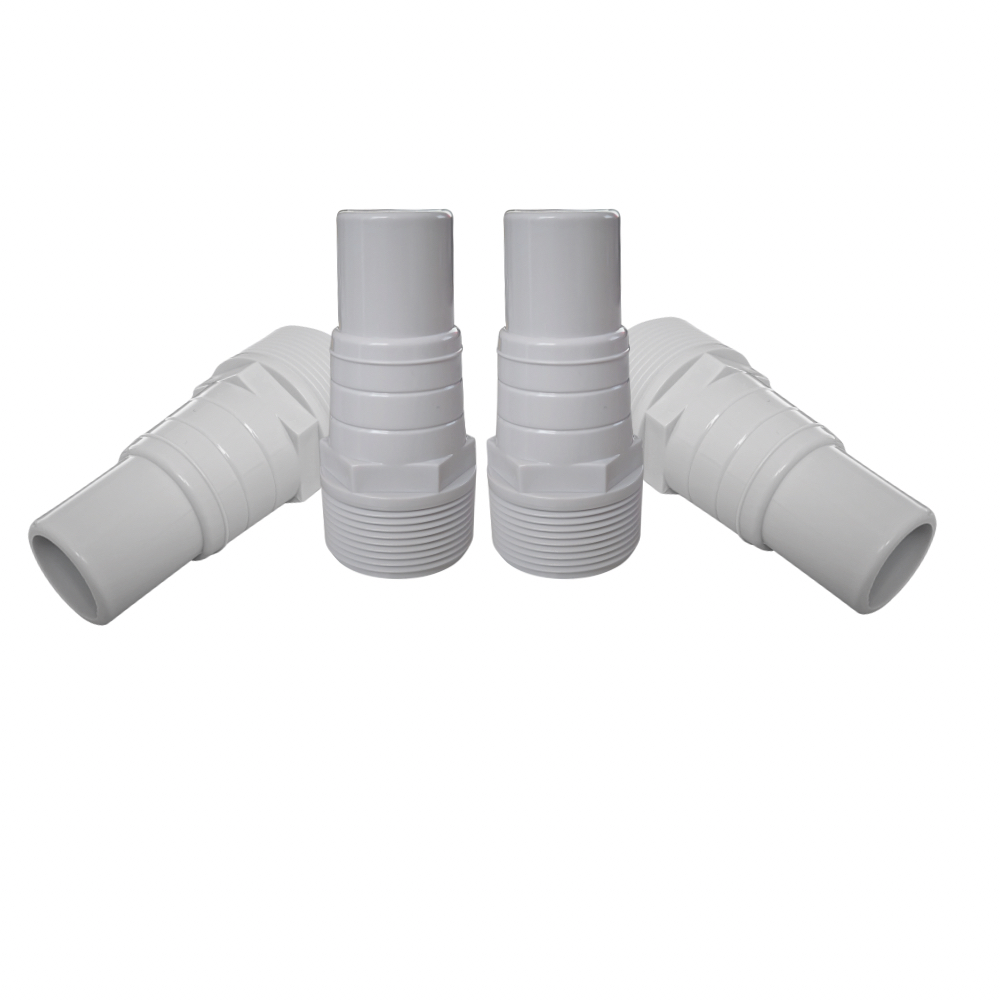 4 Stück Pool Schlauchverbinder, Schlauchtülle, Pumpenanschluss, Schlauchanschluss für Poolpumpen oder Skimmer Ø 32/38mm auf 1,5 Zoll Schlauchstutzen weiß