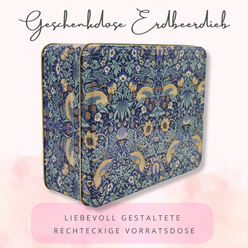 Keksdose, Vorratsdose, Geschenkdose: Motiv Erdbeerdieb blau – Bild 6