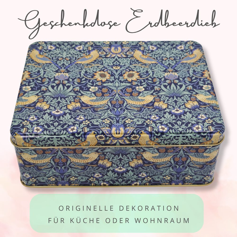 Keksdose, Vorratsdose, Geschenkdose: Motiv Erdbeerdieb blau – Bild 5